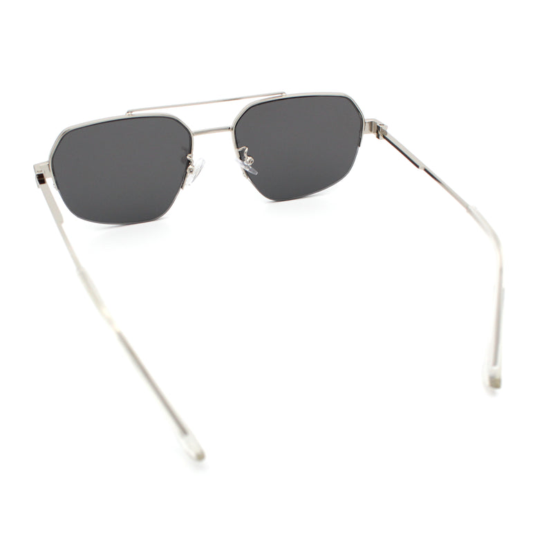 Mens Luxury Half Rim Metal Frame Rectangular Euro Fashion Sunglasses
