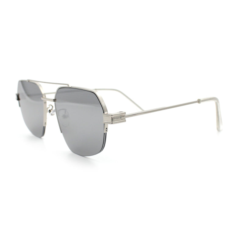 Mens Luxury Half Rim Metal Frame Rectangular Euro Fashion Sunglasses