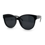 Womens Round Oversized Horned High Temple Fem Fashion Sunglasses