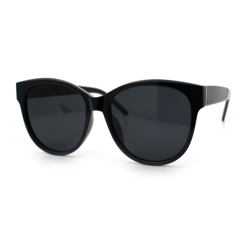 Womens Round Oversized Horned High Temple Fem Fashion Sunglasses