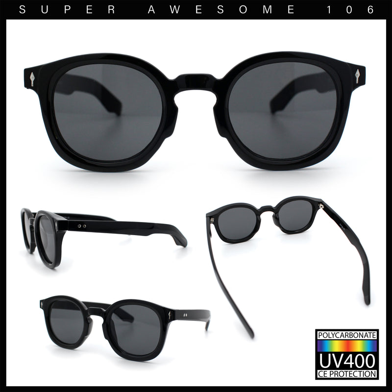 Vintage Style Iconic Keyhole Horn Rim Plastic Round Hipster Sunglasses