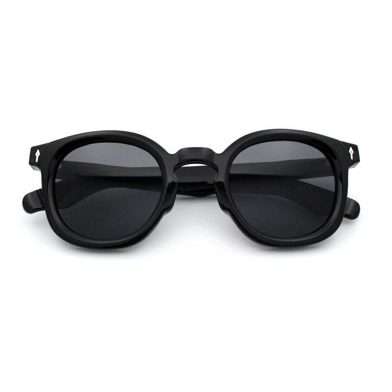 Vintage Style Iconic Keyhole Horn Rim Plastic Round Hipster Sunglasses