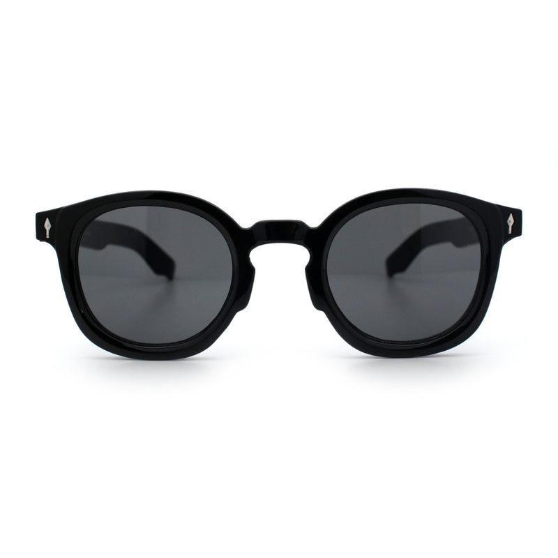 Vintage Style Iconic Keyhole Horn Rim Plastic Round Hipster Sunglasses