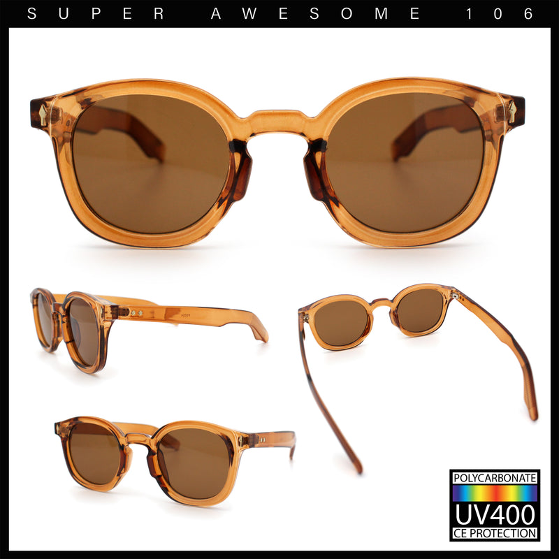 Vintage Style Iconic Keyhole Horn Rim Plastic Round Hipster Sunglasses