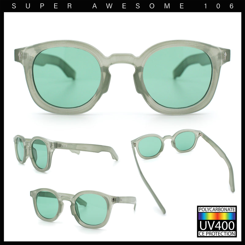 Vintage Style Iconic Keyhole Horn Rim Plastic Round Hipster Sunglasses
