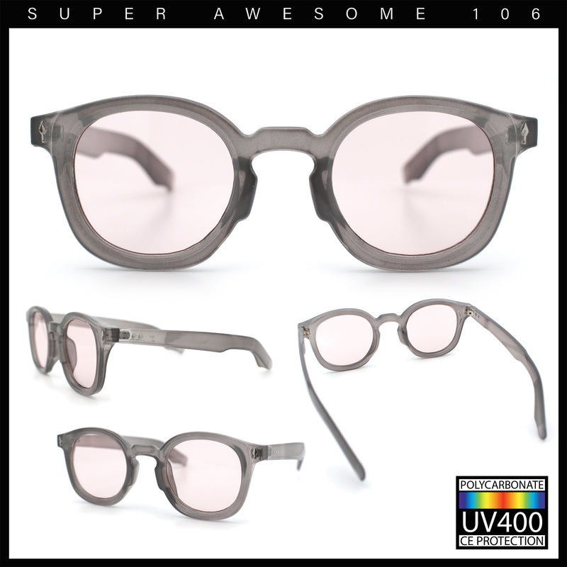Vintage Style Iconic Keyhole Horn Rim Plastic Round Hipster Sunglasses