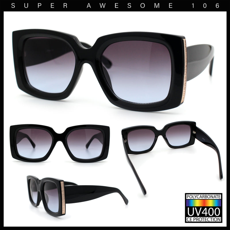 Womens Classy Thick Plastic Square Rectangle Butterfly Designer Sunglasses
