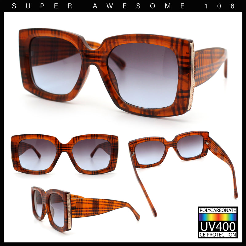 Womens Classy Thick Plastic Square Rectangle Butterfly Designer Sunglasses