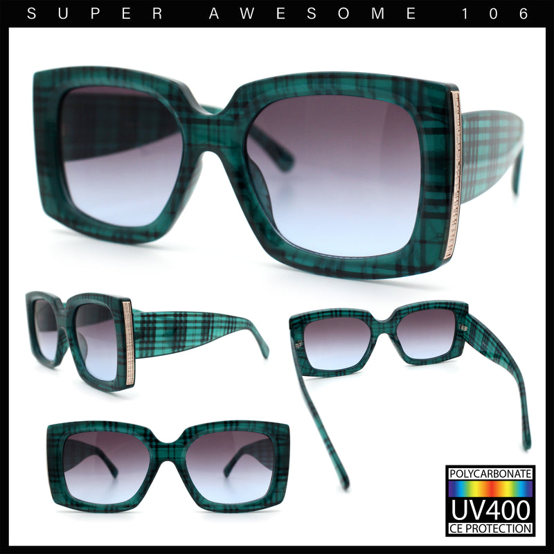 Womens Classy Thick Plastic Square Rectangle Butterfly Designer Sunglasses
