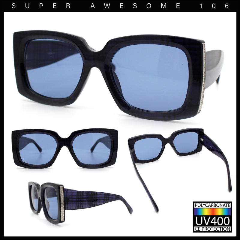 Womens Classy Thick Plastic Square Rectangle Butterfly Designer Sunglasses