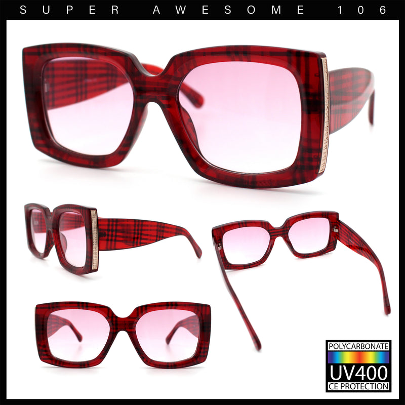 Womens Classy Thick Plastic Square Rectangle Butterfly Designer Sunglasses