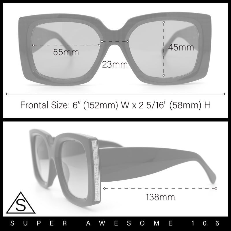 Womens Classy Thick Plastic Square Rectangle Butterfly Designer Sunglasses