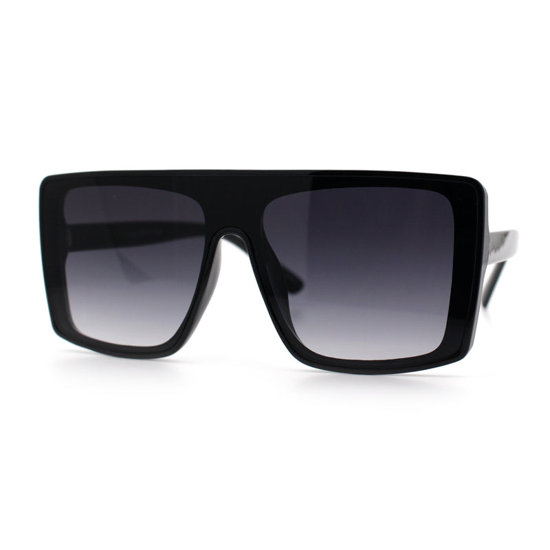 Womens Mobster Shield Oversized Plastic Rectangular Sunglasses
