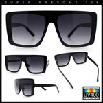 Womens Mobster Shield Oversized Plastic Rectangular Sunglasses