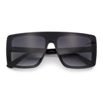 Womens Mobster Shield Oversized Plastic Rectangular Sunglasses