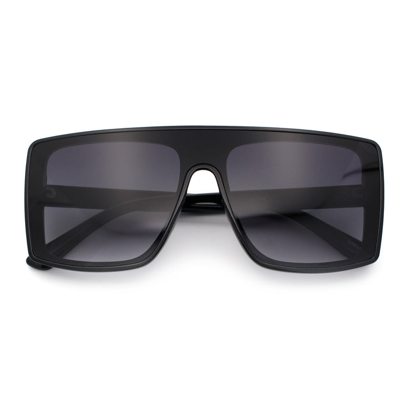 Womens Mobster Shield Oversized Plastic Rectangular Sunglasses
