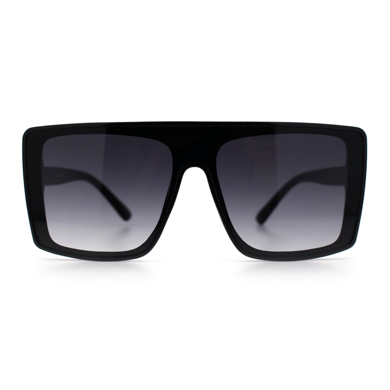 Womens Mobster Shield Oversized Plastic Rectangular Sunglasses