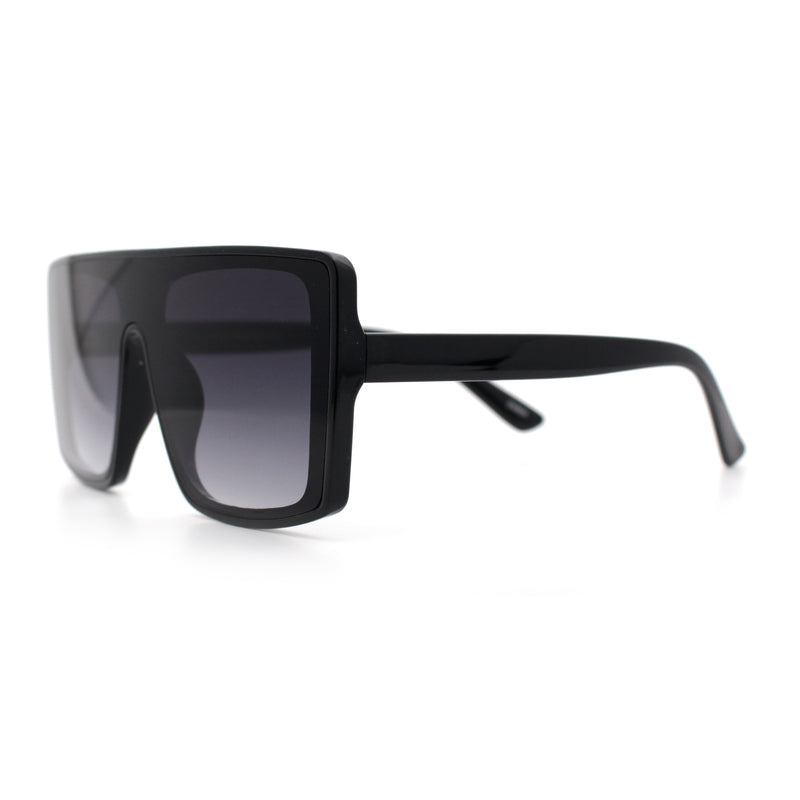 Womens Mobster Shield Oversized Plastic Rectangular Sunglasses
