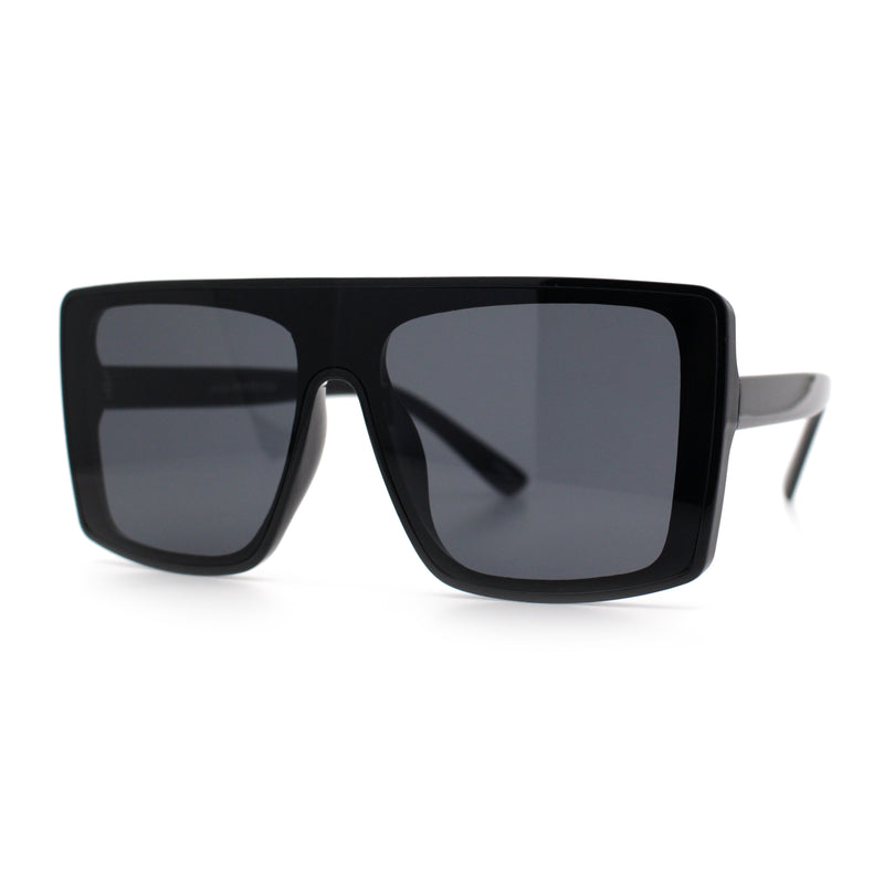Womens Mobster Shield Oversized Plastic Rectangular Sunglasses