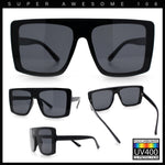 Womens Mobster Shield Oversized Plastic Rectangular Sunglasses