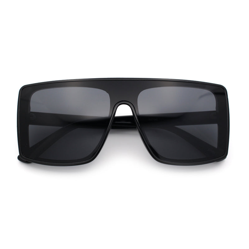 Womens Mobster Shield Oversized Plastic Rectangular Sunglasses