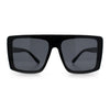 Womens Mobster Shield Oversized Plastic Rectangular Sunglasses