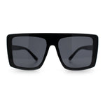 Womens Mobster Shield Oversized Plastic Rectangular Sunglasses
