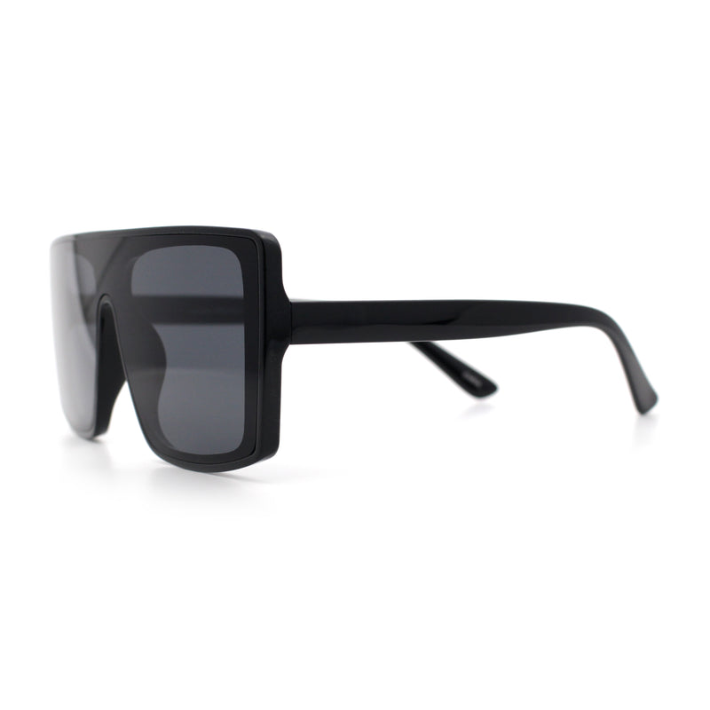 Womens Mobster Shield Oversized Plastic Rectangular Sunglasses