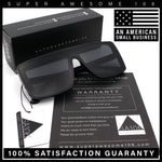 Womens Mobster Shield Oversized Plastic Rectangular Sunglasses