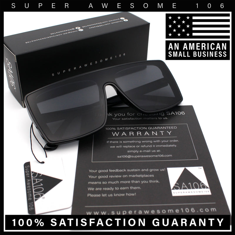 Womens Mobster Shield Oversized Plastic Rectangular Sunglasses