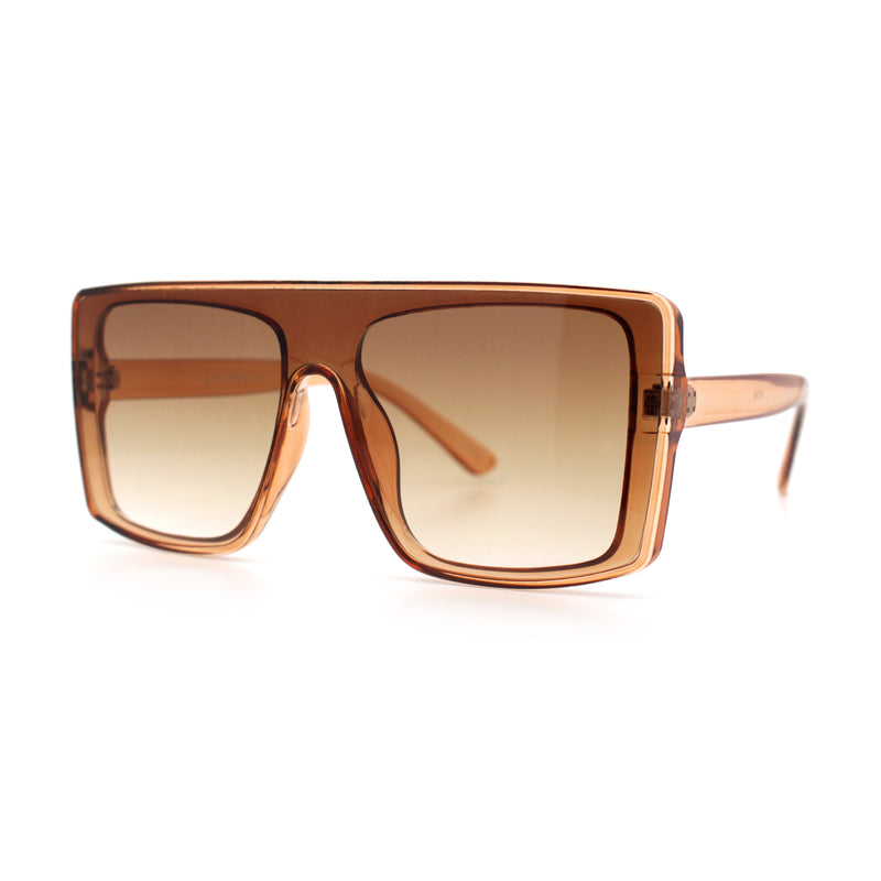 Womens Mobster Shield Oversized Plastic Rectangular Sunglasses