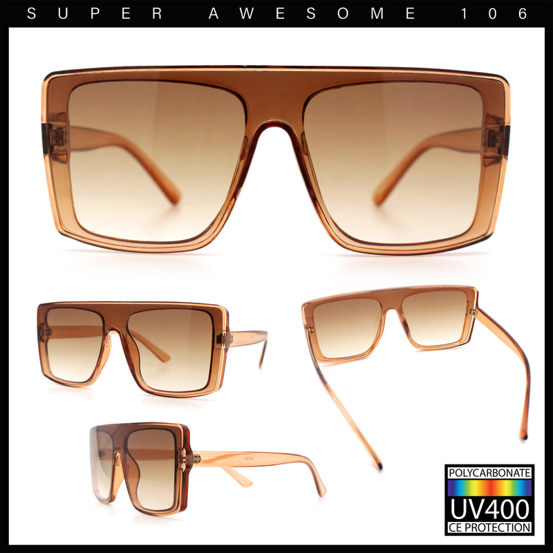 Womens Mobster Shield Oversized Plastic Rectangular Sunglasses
