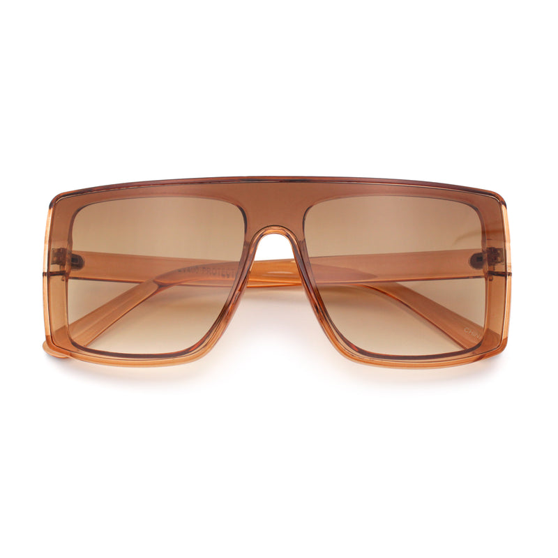 Womens Mobster Shield Oversized Plastic Rectangular Sunglasses