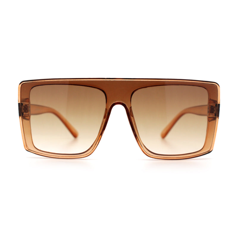 Womens Mobster Shield Oversized Plastic Rectangular Sunglasses