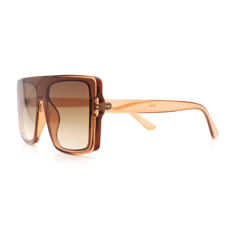 Womens Mobster Shield Oversized Plastic Rectangular Sunglasses