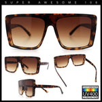 Womens Mobster Shield Oversized Plastic Rectangular Sunglasses