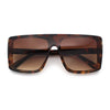 Womens Mobster Shield Oversized Plastic Rectangular Sunglasses