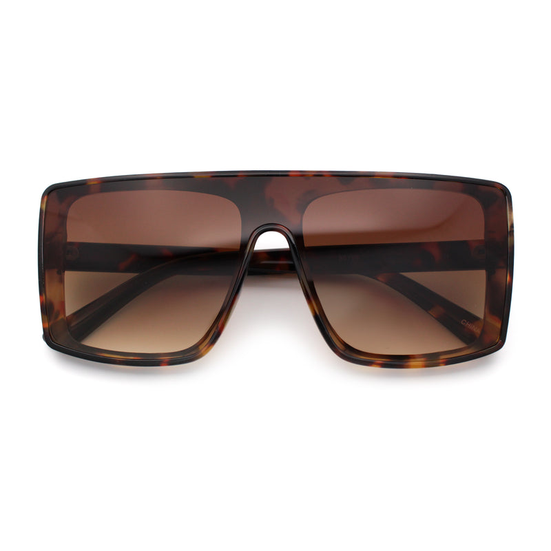 Womens Mobster Shield Oversized Plastic Rectangular Sunglasses