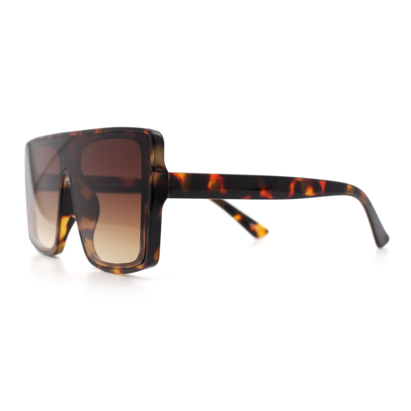Womens Mobster Shield Oversized Plastic Rectangular Sunglasses
