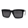 Beveled Thick Plastic Retro Horn Rim Rectangle Sunglasses