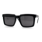 Beveled Thick Plastic Retro Horn Rim Rectangle Sunglasses