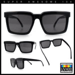 Beveled Thick Plastic Retro Horn Rim Rectangle Sunglasses