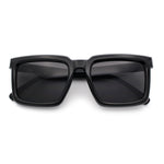 Beveled Thick Plastic Retro Horn Rim Rectangle Sunglasses