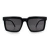 Beveled Thick Plastic Retro Horn Rim Rectangle Sunglasses