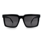 Beveled Thick Plastic Retro Horn Rim Rectangle Sunglasses