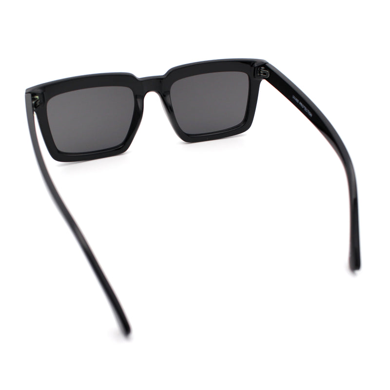 Beveled Thick Plastic Retro Horn Rim Rectangle Sunglasses
