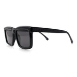 Beveled Thick Plastic Retro Horn Rim Rectangle Sunglasses