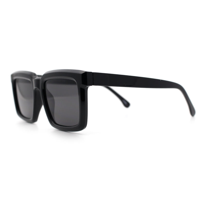 Beveled Thick Plastic Retro Horn Rim Rectangle Sunglasses
