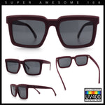 Beveled Thick Plastic Retro Horn Rim Rectangle Sunglasses