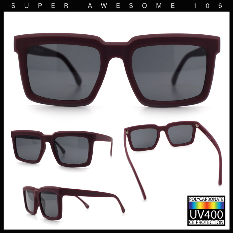 Beveled Thick Plastic Retro Horn Rim Rectangle Sunglasses